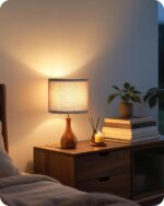Gray Table Lamp, 14.2" Small Bedside Lamp, Compact Desk Lamp with Gray Linen Lam... - Image 3