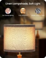 Gray Table Lamp, 14.2" Small Bedside Lamp, Compact Desk Lamp with Gray Linen Lam... - Image 4