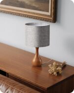 Gray Table Lamp, 14.2" Small Bedside Lamp, Compact Desk Lamp with Gray Linen Lam... - Image 8