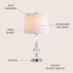 JONATHAN Y 25" Clear Crystal Table Lamp, Glam Traditional Faceted Glass Bedside ... - Image 5