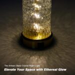28" Gold Glass Table Lamps Set of 2, Gold Modern Bedside Lamp with LED Night Lig... - Image 3