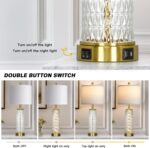 28" Gold Glass Table Lamps Set of 2, Gold Modern Bedside Lamp with LED Night Lig... - Image 5
