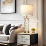 28" Gold Glass Table Lamps Set of 2, Gold Modern Bedside Lamp with LED Night Lig... - Image 7