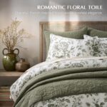 EverGrace 100% Cotton Sateen Duvet Cover Set Queen Size, 3 Piece Floral Toile Be... - Image 4