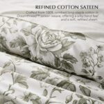 EverGrace 100% Cotton Sateen Duvet Cover Set Queen Size, 3 Piece Floral Toile Be... - Image 5