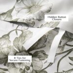 EverGrace 100% Cotton Sateen Duvet Cover Set Queen Size, 3 Piece Floral Toile Be... - Image 7