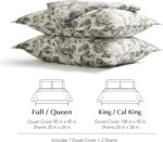 EverGrace 100% Cotton Sateen Duvet Cover Set Queen Size, 3 Piece Floral Toile Be... - Image 8