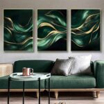Vlolvfe Green And Gold Wall Art Gold Foil Artwork Abstract Marble Wall Art Emera... - Image 5