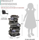 20" H Outdoor Water Fountain with LED Lights, 5-Tier Rock Outdoor Fountain with ... - Image 4