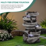 20" H Outdoor Water Fountain with LED Lights, 5-Tier Rock Outdoor Fountain with ... - Image 5