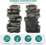 20" H Outdoor Water Fountain with LED Lights, 5-Tier Rock Outdoor Fountain with ... - Image 6
