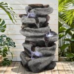20" H Outdoor Water Fountain with LED Lights, 5-Tier Rock Outdoor Fountain with ... - Image 8
