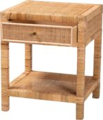 Bali & pari Adelia Modern Bohemian Natural Rattan and Mahogany Wood 1-Drawer Nig... - Image 5