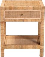 Bali & pari Adelia Modern Bohemian Natural Rattan and Mahogany Wood 1-Drawer Nig... - Image 6