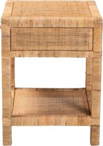 Bali & pari Adelia Modern Bohemian Natural Rattan and Mahogany Wood 1-Drawer Nig... - Image 7