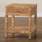 Bali & pari Adelia Modern Bohemian Natural Rattan and Mahogany Wood 1-Drawer Nig... - Image 12