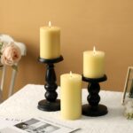 Ivory Pillar Candles Set of 3 - Hand-Poured Unscented Candles, 4", 5", 6" Smokel... - Image 3