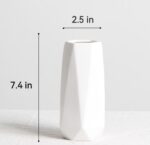 Small White Vase, 7.4 Inch Ceramic Flower Vases Minimalism Style for Modern Tabl... - Image 3