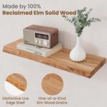 Floating Shelves for Wall Decor, Rustic Solid Elm Wood Live Edge Floating Shelve... - Image 4