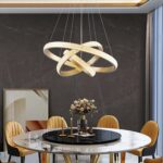 Crystal Modern Chandelier for Dining Room Light Fixture Gold 3 Rings Led Chandel... - Image 3