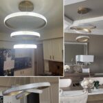 Crystal Modern Chandelier for Dining Room Light Fixture Gold 3 Rings Led Chandel... - Image 7