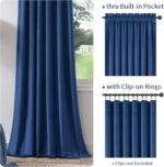 FMFUNCTEX Velvet Blackout Curtains Navy Blue Thermal Insulated Curtains for Bedr... - Image 4