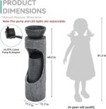 40" Tall Outdoor Water Fountain, Dual-Layer Column Garden Fountain with Bird Fee... - Image 7