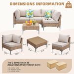 5-Piece Patio Furniture Set, Outdoor Wicker Sectional Sofa with Coffee Table, An... - Image 3