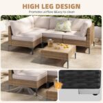 5-Piece Patio Furniture Set, Outdoor Wicker Sectional Sofa with Coffee Table, An... - Image 4