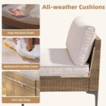 5-Piece Patio Furniture Set, Outdoor Wicker Sectional Sofa with Coffee Table, An... - Image 6