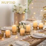 NUPTIO Hurricane Candle Holder Gold: Pillar Candle Holders with Clear Glass Slee... - Image 4