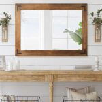 YOSHOOT Rustic Wooden Framed Wall Mirror, Natural Wood Bathroom Vanity Mirror fo... - Image 4