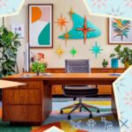 Thyle 25 inch Mid Century Modern Wall Clock Decor with 5 Pcs Retro 3D Star Art W... - Image 3
