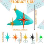 Thyle 25 inch Mid Century Modern Wall Clock Decor with 5 Pcs Retro 3D Star Art W... - Image 4