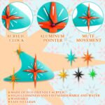 Thyle 25 inch Mid Century Modern Wall Clock Decor with 5 Pcs Retro 3D Star Art W... - Image 5