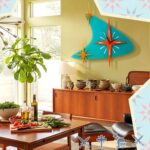 Thyle 25 inch Mid Century Modern Wall Clock Decor with 5 Pcs Retro 3D Star Art W... - Image 6