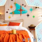Thyle 25 inch Mid Century Modern Wall Clock Decor with 5 Pcs Retro 3D Star Art W... - Image 7