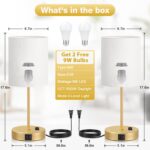 Gold Touch Lamps for Nightstand Set of 2 - Bedside Table Lamp for Bedroom with D... - Image 5