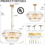 Gold Glass Chandelier 6-Light Modern Textured Glass Pendant Light Fixture Luxury... - Image 3