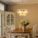 Gold Glass Chandelier 6-Light Modern Textured Glass Pendant Light Fixture Luxury... - Image 4
