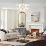 Gold Glass Chandelier 6-Light Modern Textured Glass Pendant Light Fixture Luxury... - Image 6