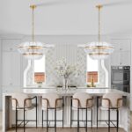 Gold Glass Chandelier 6-Light Modern Textured Glass Pendant Light Fixture Luxury... - Image 7