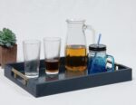 Serving Tray with Polished Metal Handles, 16.5''x12'' Rectangle Coffee Table Tra... - Image 3