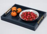 Serving Tray with Polished Metal Handles, 16.5''x12'' Rectangle Coffee Table Tra... - Image 5