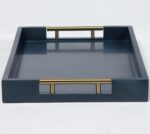 Serving Tray with Polished Metal Handles, 16.5''x12'' Rectangle Coffee Table Tra... - Image 7