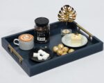 Serving Tray with Polished Metal Handles, 16.5''x12'' Rectangle Coffee Table Tra... - Image 8