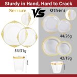 Nervure 175PCS Clear Gold Plastic Plates - Gold Disposable Dinnerware Set for 25... - Image 6