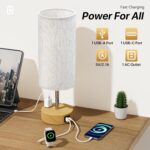 KPQ Small Bedside Lamp Touch Control Table Lamp with USB A+C Charging Ports & AC... - Image 4