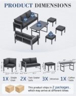 AECOJOY Aluminum Patio Furniture Set, 8 Seats Modern Outdoor Furniture with Adju... - Image 3