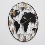 World Map Wall Clock, Black and Gold Vintage Luxury with Metal Frame, Retro Geog... - Image 8